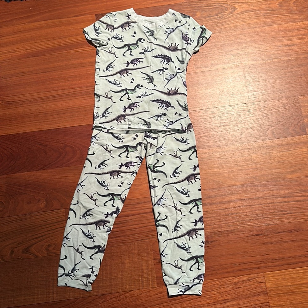 Esme light green dinosaur pajamas